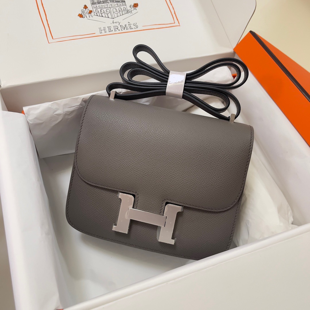 Hermes Constance 18 Mini Shoulder Bag In Etain Epsom Leather